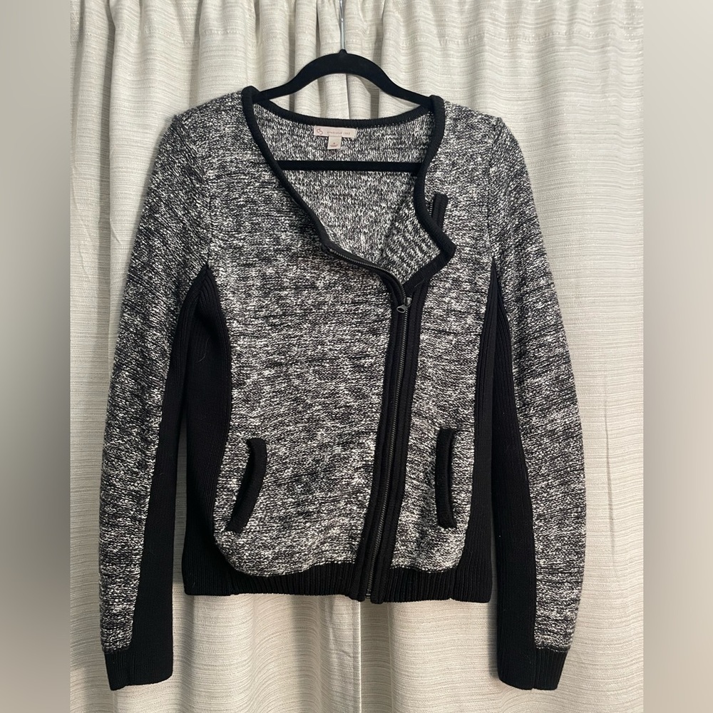 Black and White Tweed Zip-Up Blazer SIZE SMALL